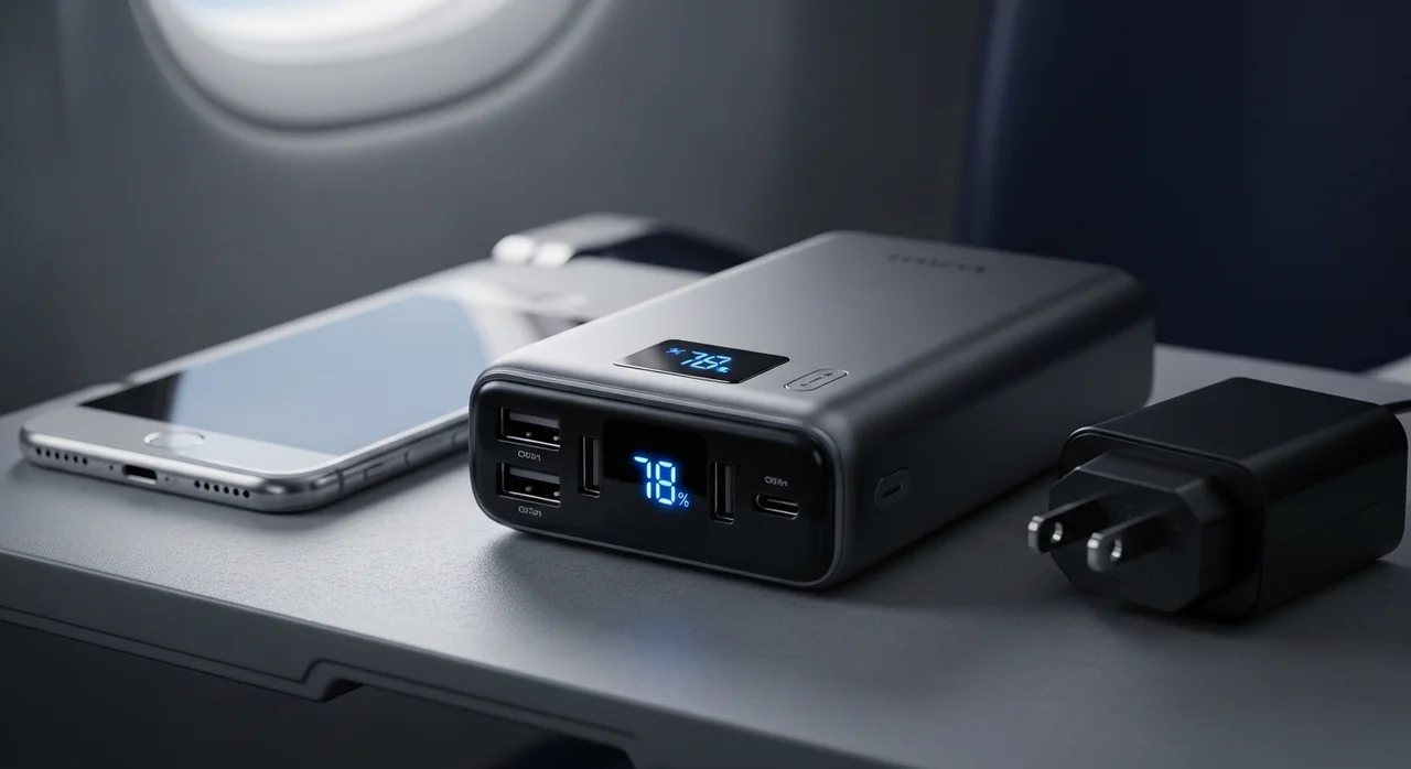 기내 반입 전자기기: 20,000mAh 보조배터리와 어댑터